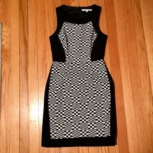 Trina Turk black / white checked sleeveless dress